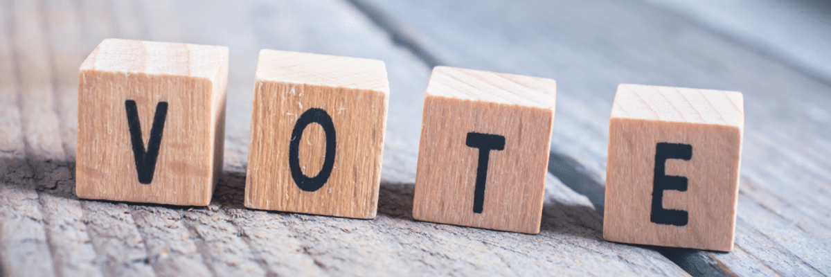 Blocks that spell out "Vote".