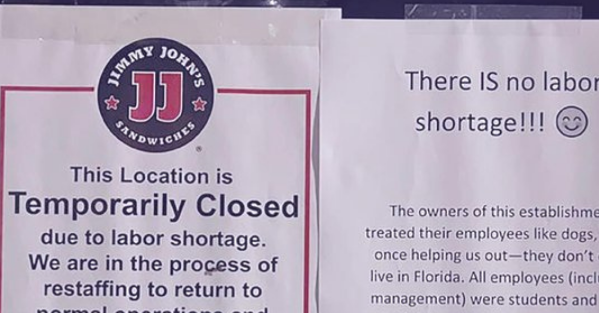 Jimmy John's Workers Post Blistering Rebuttal To Owner's Claim 'Labor Shortage' Caused Store Closure