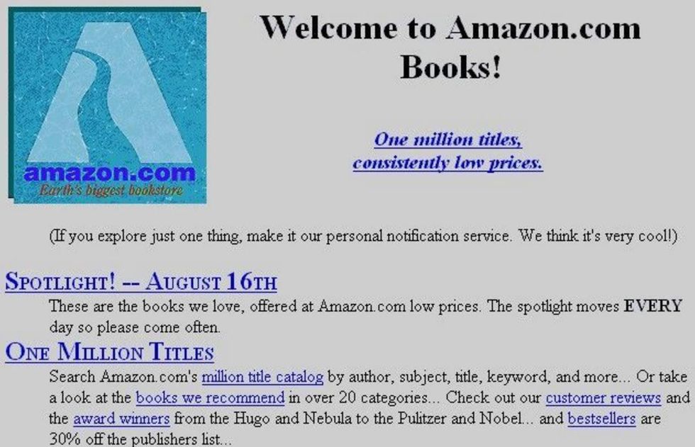 Amazon’s First Website Main Page