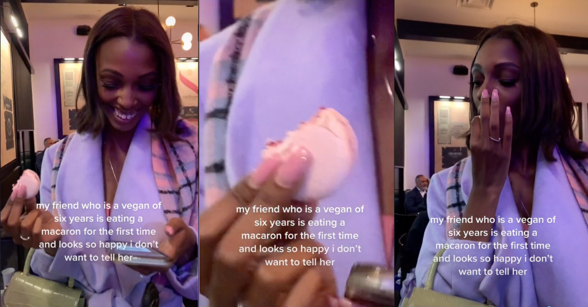 TikToker Sparks Debate After Letting Vegan Friend Eat A Macaron Without Telling Her It's Not Vegan
