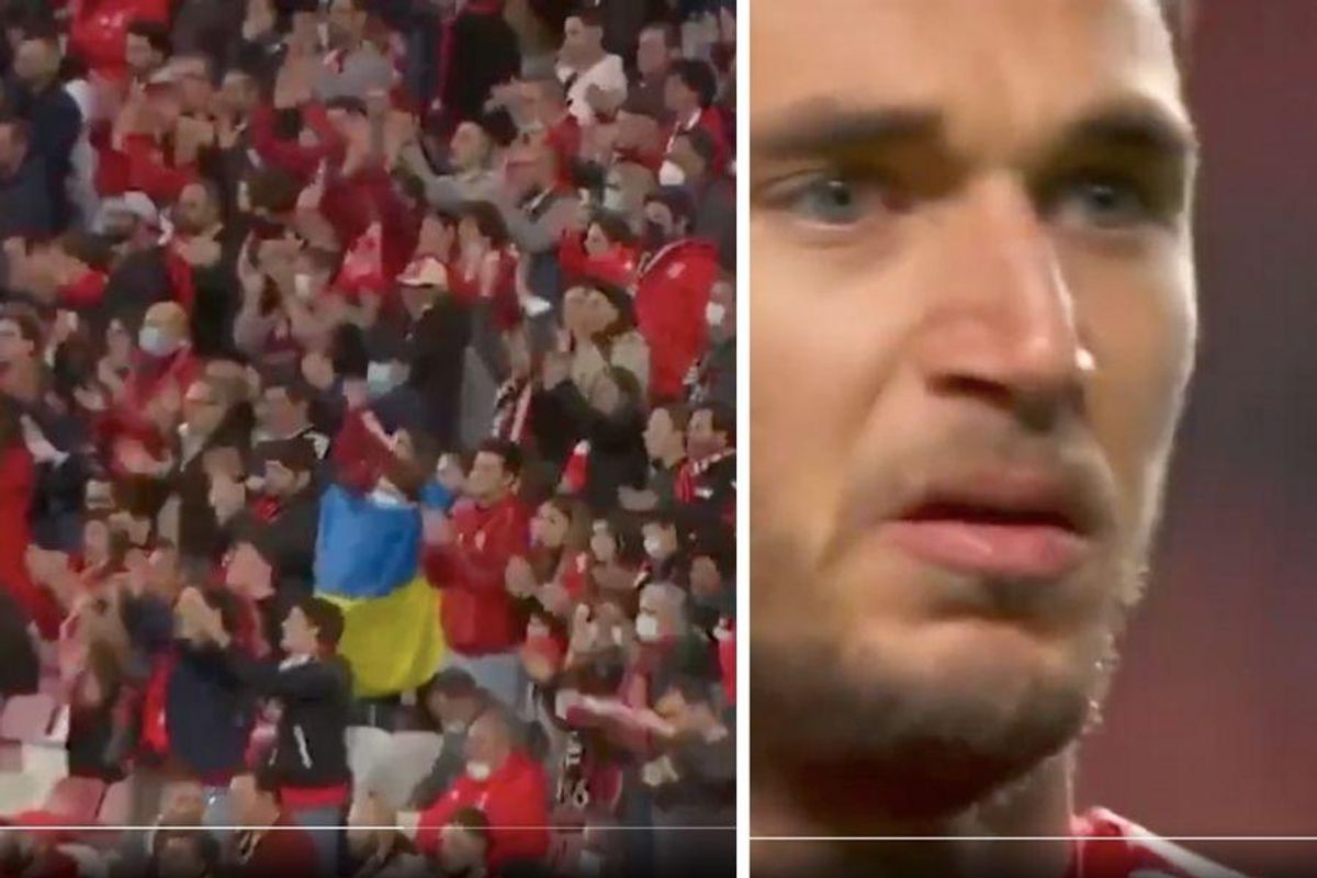 Ukrainian soccer player brought to tears by powerful show of support from Lisbon crowd