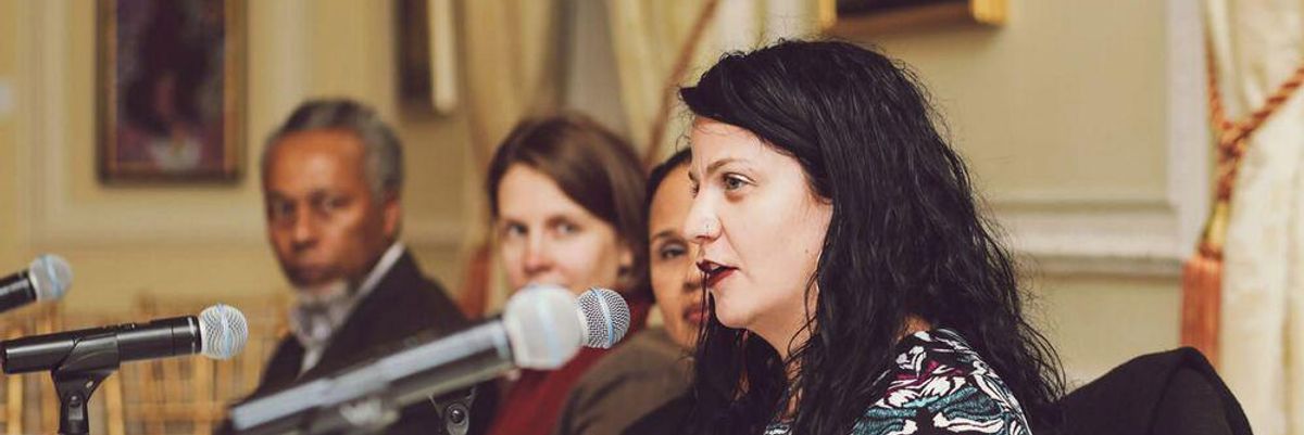 Picture of Jessica Krug speaking on a panel