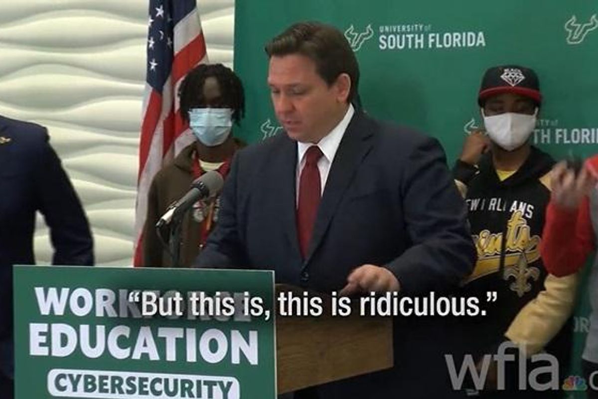 Grown-Up Tough Guy Ron DeSantis Stands Up To Masked High School Bullies, Doesn't Even Start To Cry
