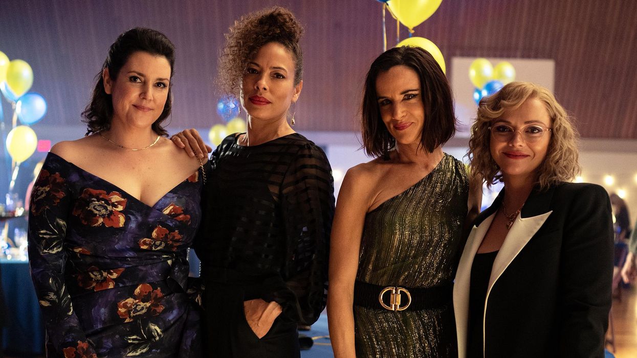 Melanie Lynskey as Shauna, Tawny Cypress as Taissa, Juliette Lewis as Natalie and Christina Ricci as Misty in YELLOWJACKETS