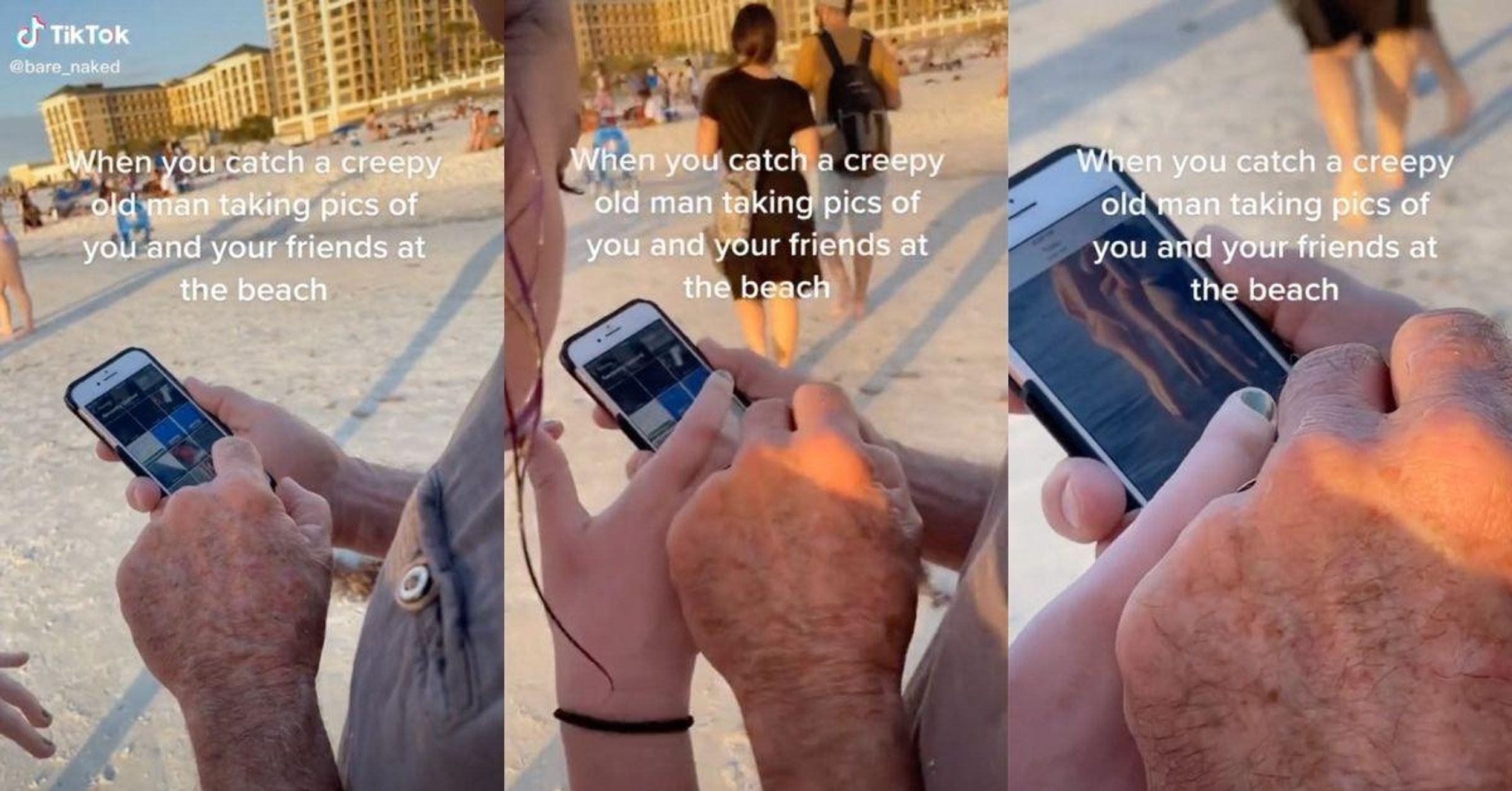 TikToker Forces 'Creepy Old Man' To Delete The Photos He Took Of Her And Her Friends At Beach