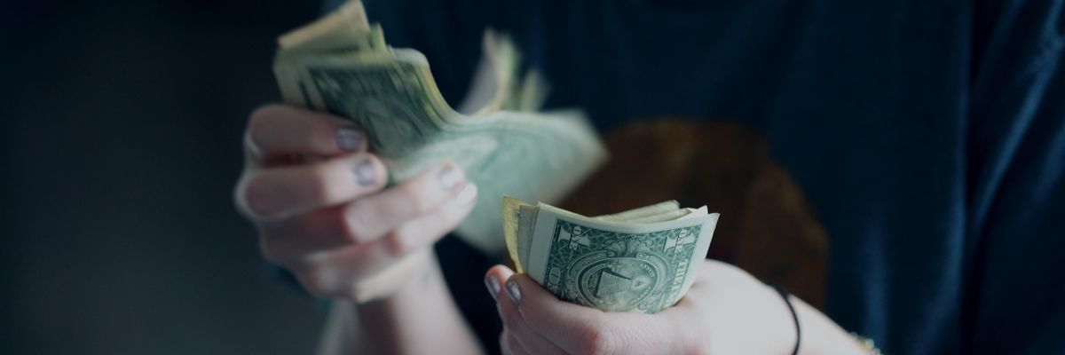 Woman counting money