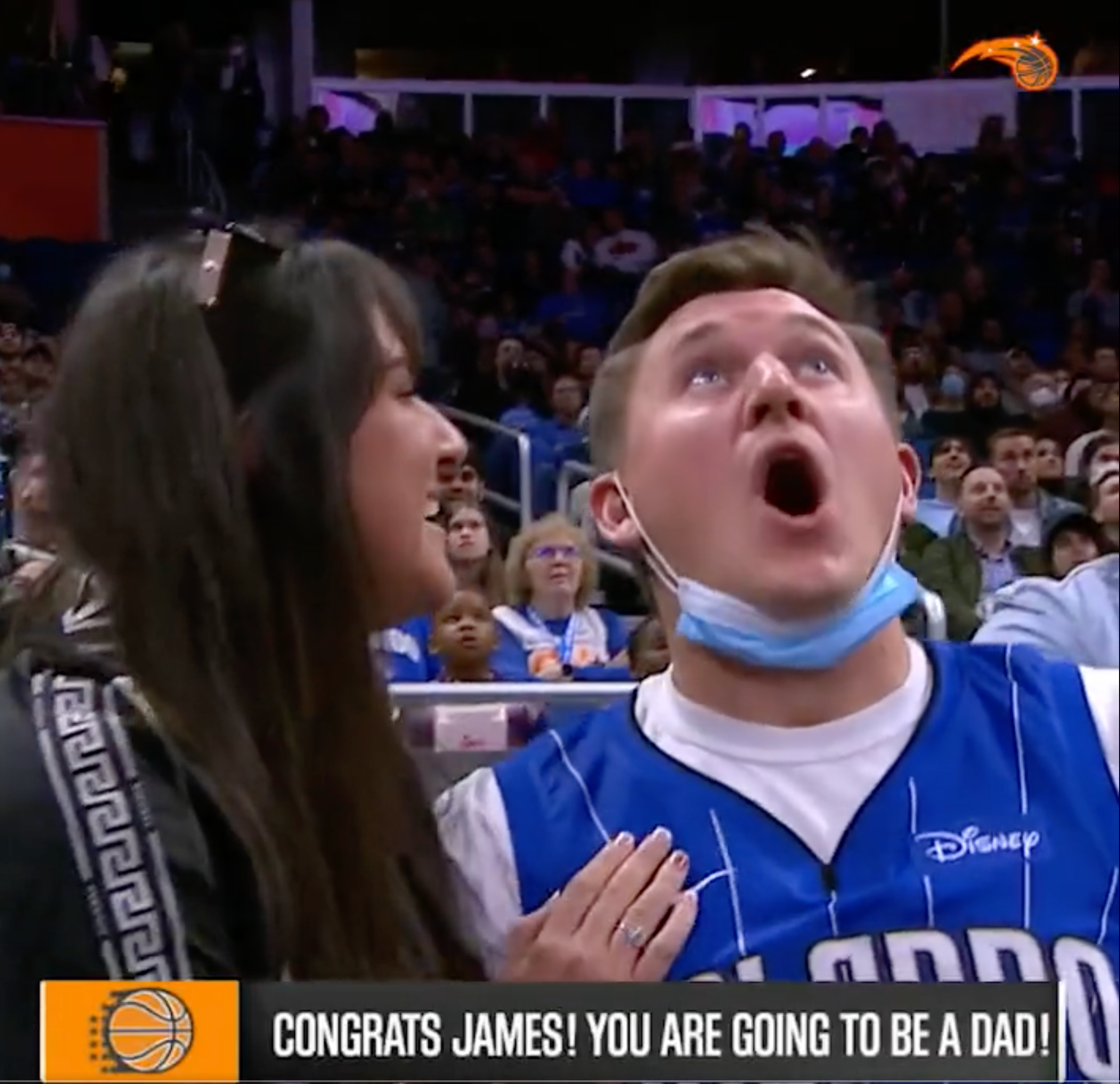 guy finds out he's going to be a dad on kiss cam