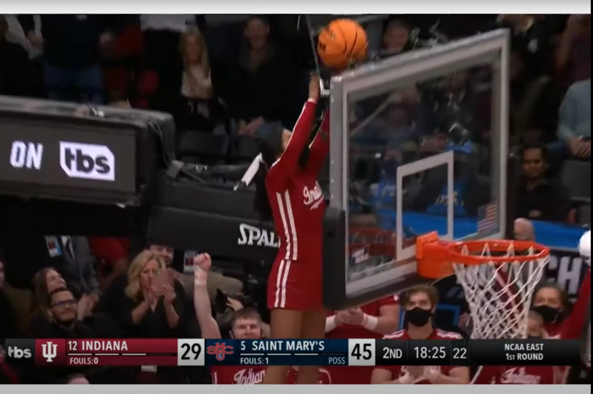 cheerleader saves stuck basketball