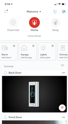 Screenshot of Ring Alarm app's Dashboard