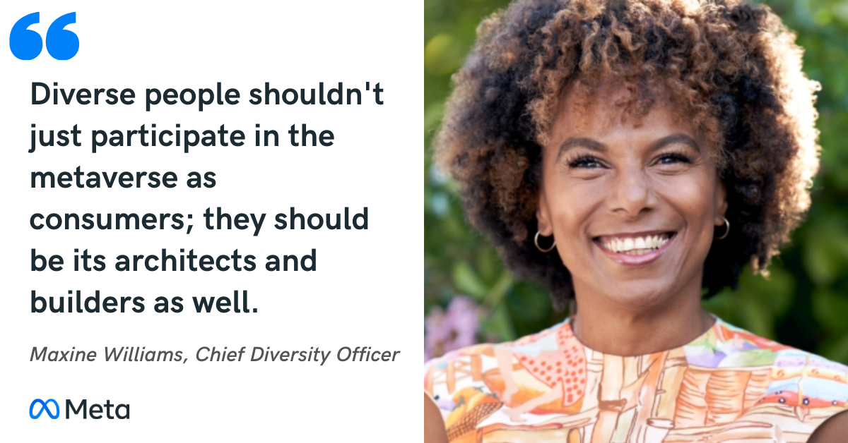 Blog post header with quote from Maxine Williams, Chief Diversity Officer at Meta