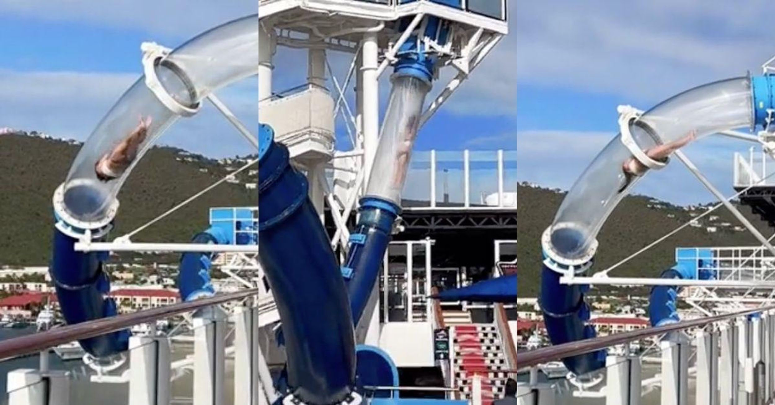 Viral Video Of Woman Getting Stuck On Cruise Ship Waterslide Over The Ocean Is Pure Nightmare Fuel