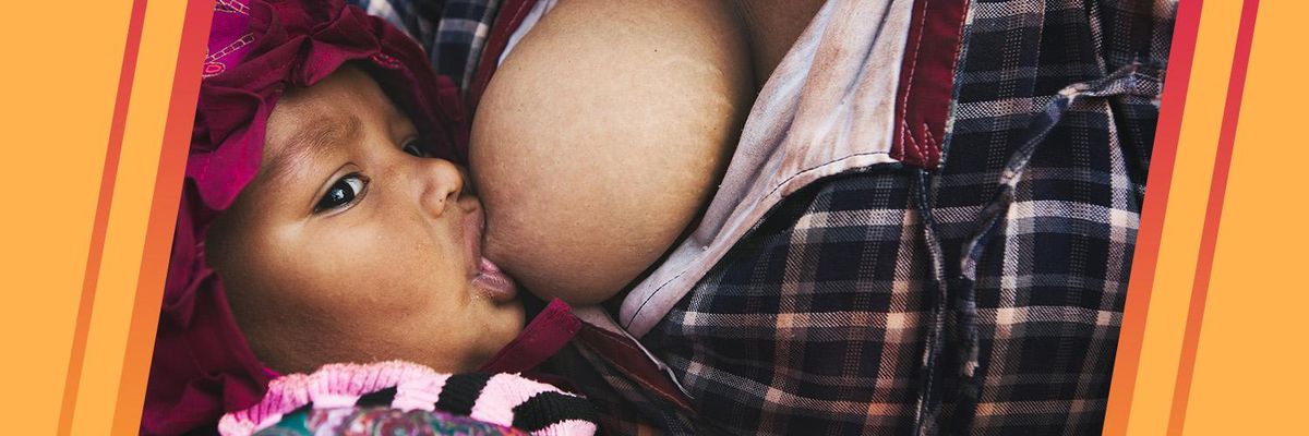 Women breastfeeding a baby
