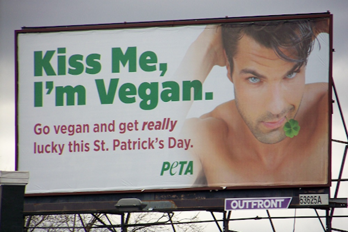 kiss me I'm vegan PETA billboard