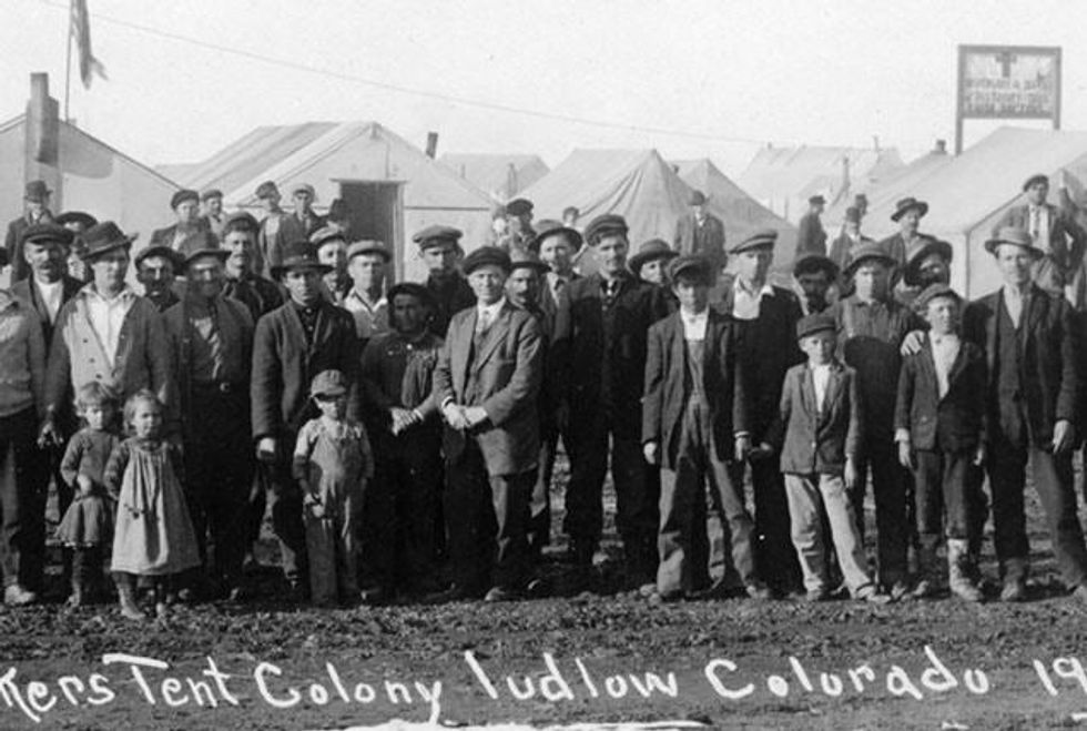tent colony, mining, miners