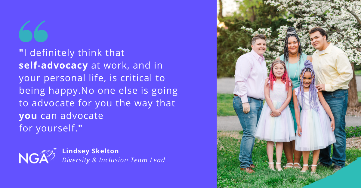 Blog post banner with quote from Lindsey Skelton, Diversity and Inclusion Team Lead at NGA
