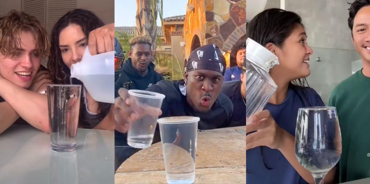 Tiktok's water cup challenge is like Jenga and teaches surface tension -  Upworthy