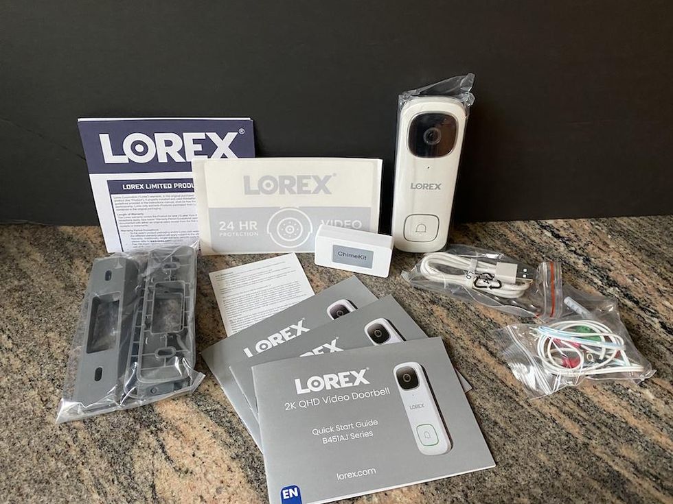 Photo of Lorex 2K QHD Wired Video Doorbell unboxed.