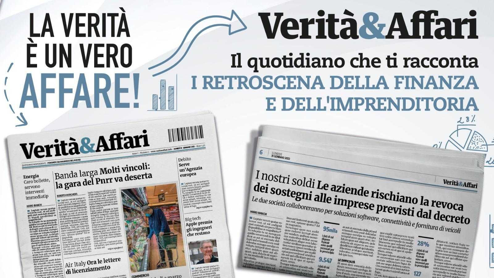 Da domani in edicola il nuovo quotidiano Verità&Affari