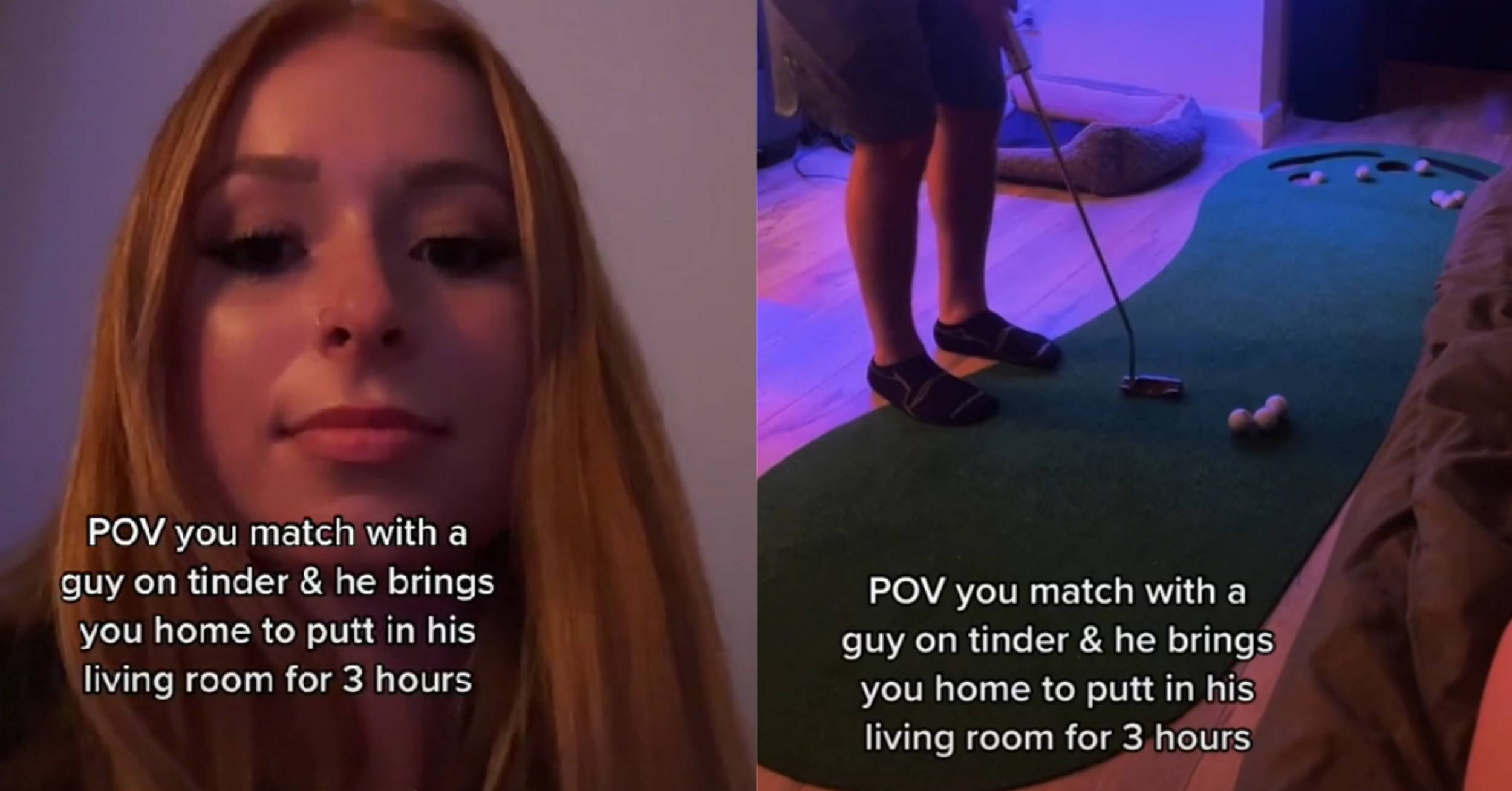 TikToker Stunned After Tinder Date Invites Her Home To Watch Him Play Golf For Three Hours