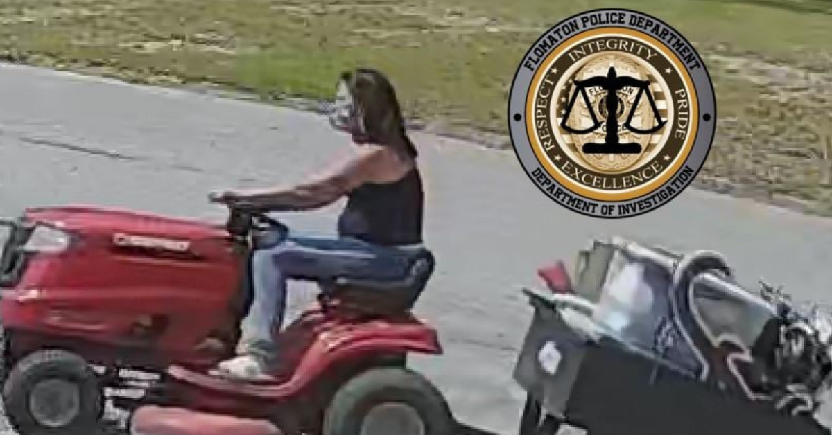 Alabama Police Department Roasts Suspect Seen Making Getaway On A Stolen Lawnmower