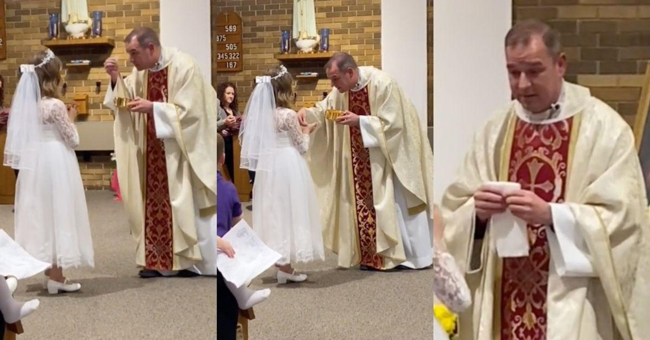 7-Year-Old Girl Is Instant TikTok Legend After Chugging Wine Like A Pro At Her First Communion