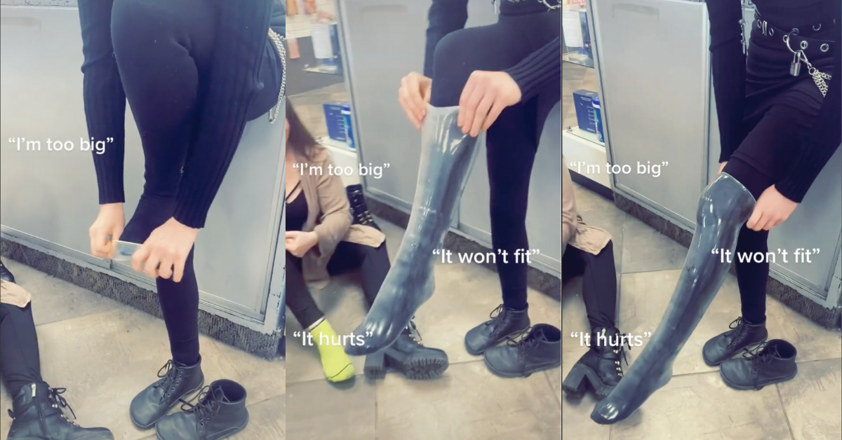 Woman Puts Condom On Her Leg Like A Sock To Call Out Men Who Say They're 'Too Big' To Use Them