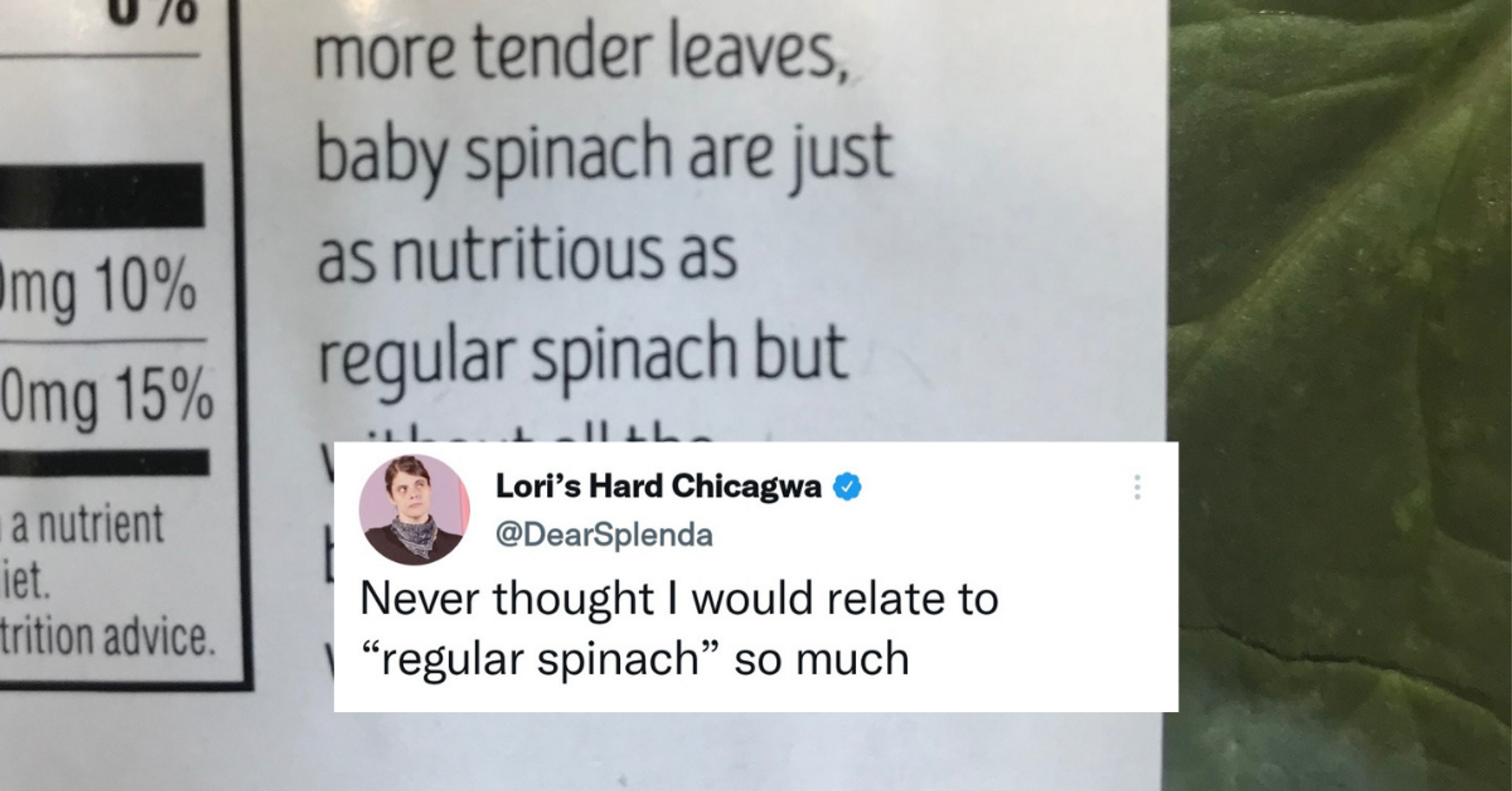 Package's Brutal Description Of 'Regular' Spinach Versus Baby Spinach Has Twitter Feeling Attacked