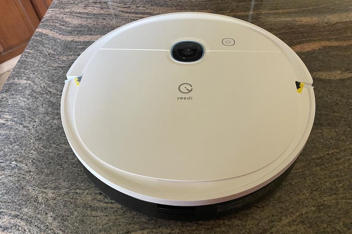 yeedi vac 2 pro robot vacuum on a countertop