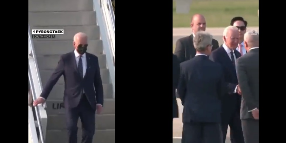 Biden Departs Plane Wearing Mask, Immediately Takes It Off as He Approaches People 1 image