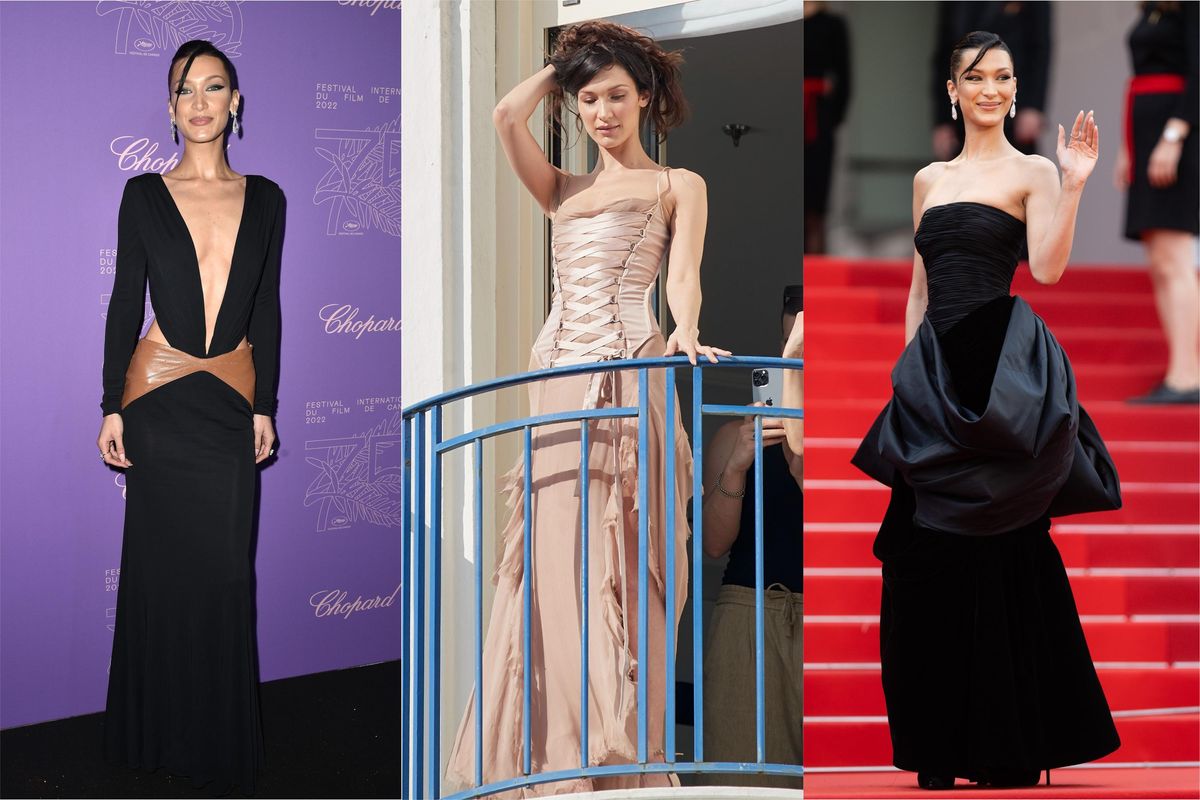 Bella Hadid Wears Gorgeous Vintage Versace Gowns at Cannes Red Carpet