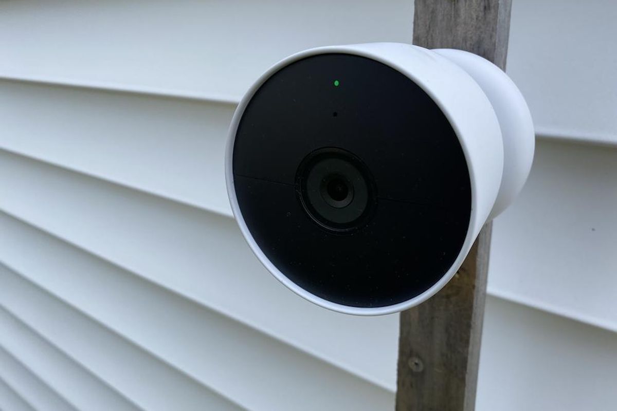 A photo of Google Nest Cam Battery Powered Security Camera Installed on a home