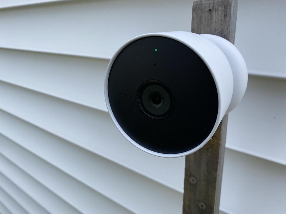 A photo of Google Nest Cam Battery Powered Security Camera Installed on a home