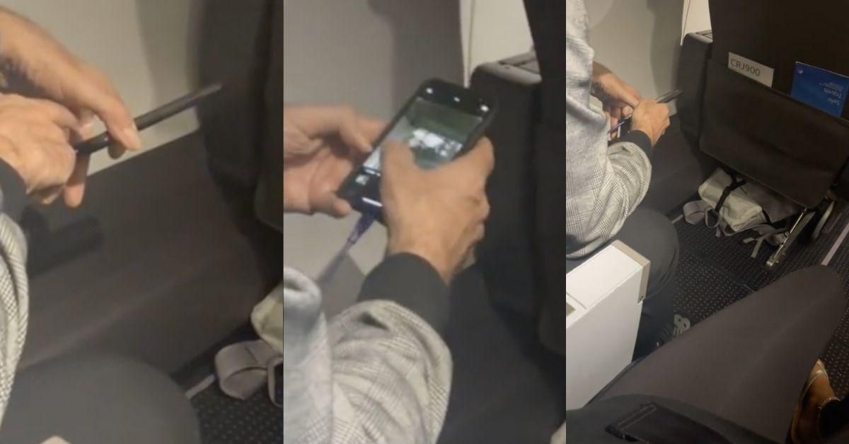 Woman Weirded Out After Catching Guy Sitting Next To Her On Flight Taking Photos Of Her Feet