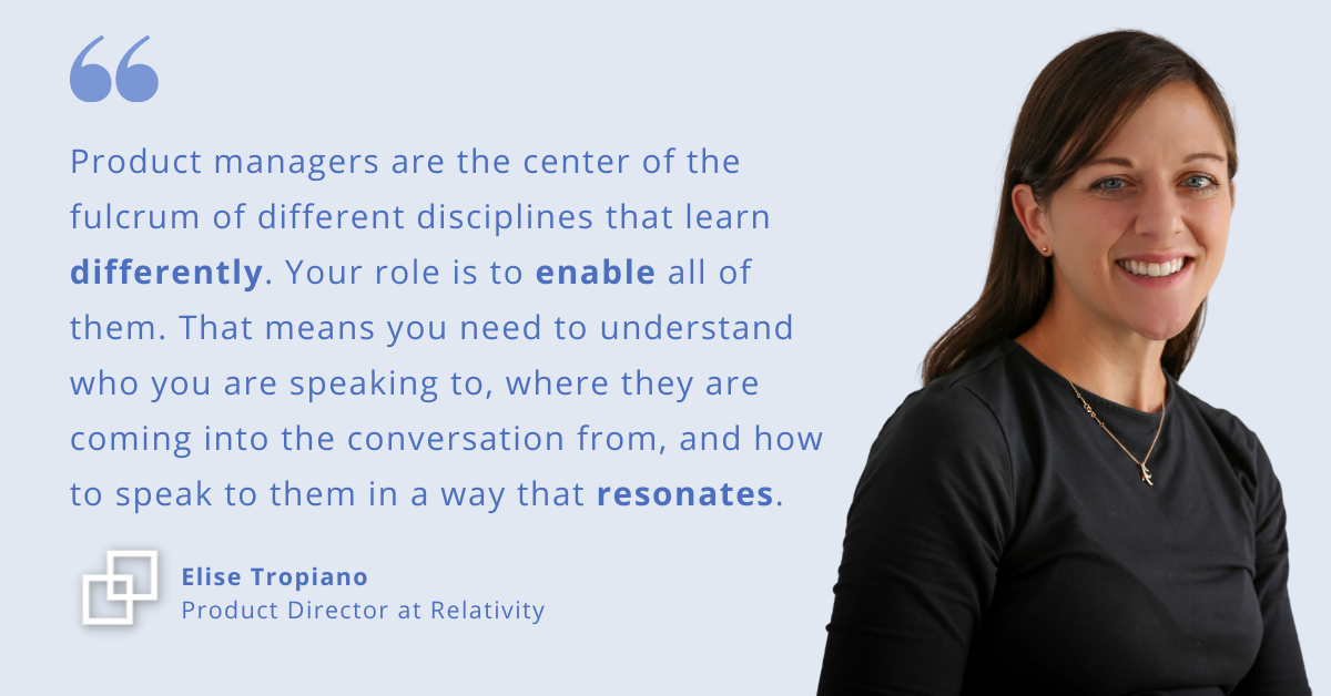 Blog post header with quote from Elise Tropiano, Product Director at Relativity