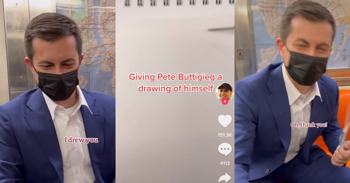 Artist Known For Secretly Drawing Subway Riders Gives Pete Buttigieg An Impressive Portrait Of His Own