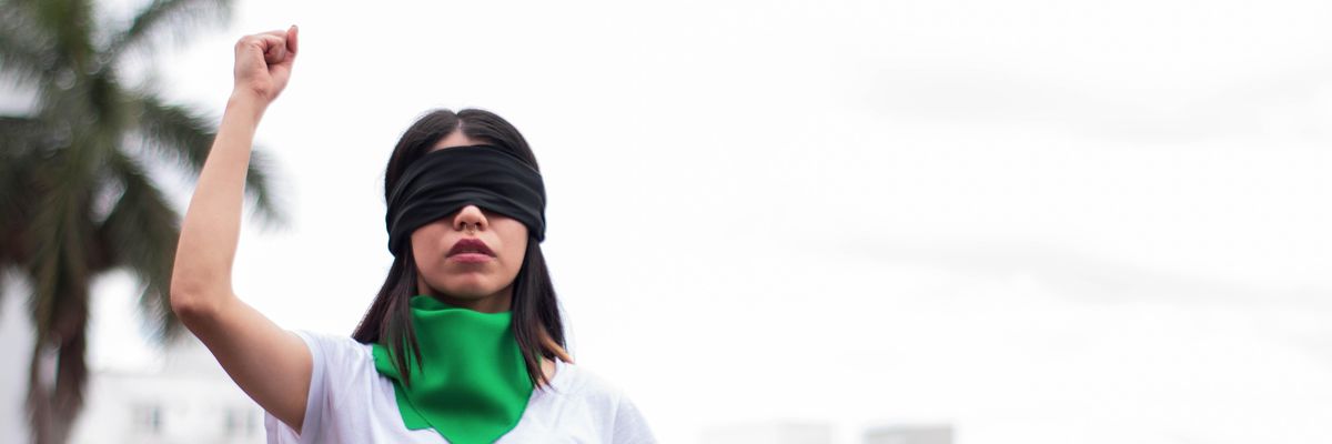 Woman in an abortion rights protest