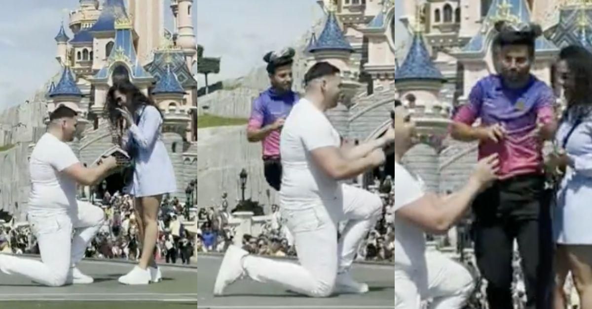 Disneyland Paris Worker Goes Viral After Swooping In To Ruin Couple's Marriage Proposal In Viral Video