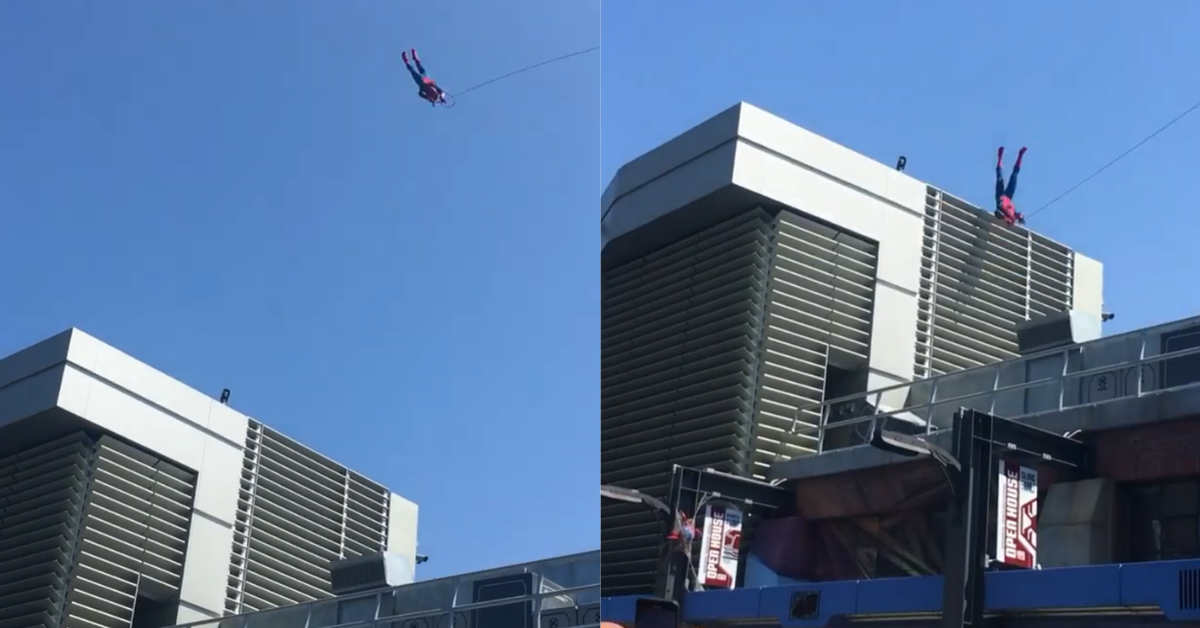 Spider-Man Stunt Goes Completely Off The Rails After Animatronic Spidey Crashes Into Building At Disney Park