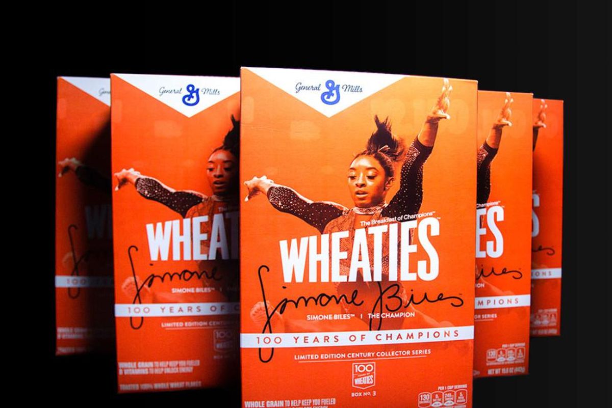 Houston's Simone Biles gracefully lands iconic cereal box cover