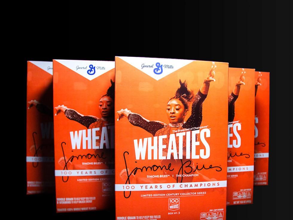 Houston's Simone Biles gracefully lands iconic cereal box cover