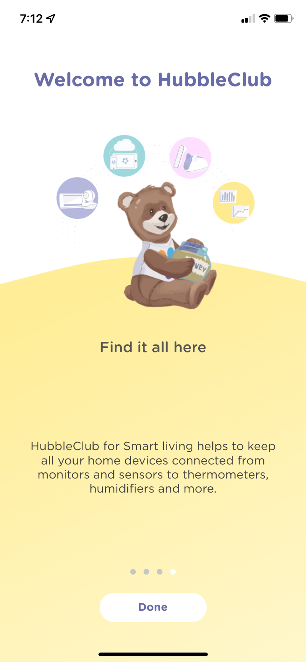 a screenshot of HubbleClub app opening screen