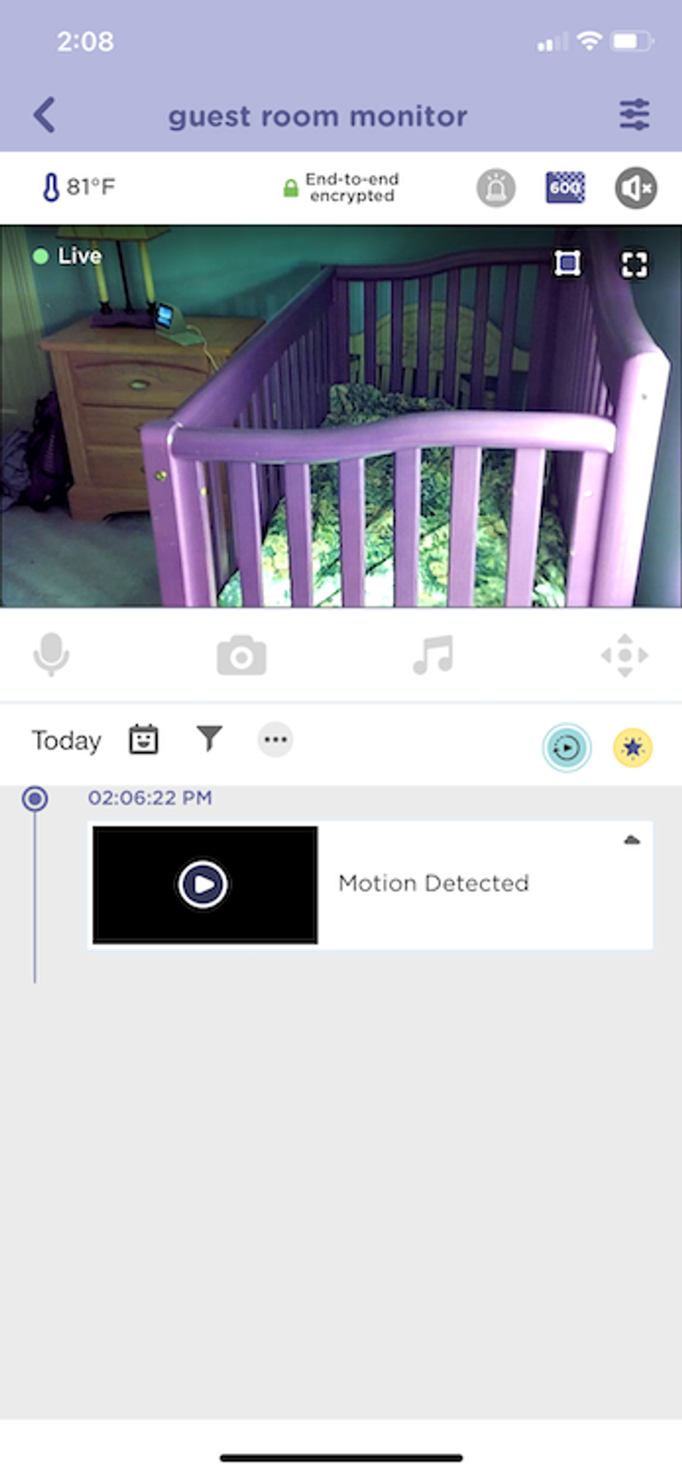 a screenshot of HubbleClub app home screen for Nursery Pal Deluxe camera.