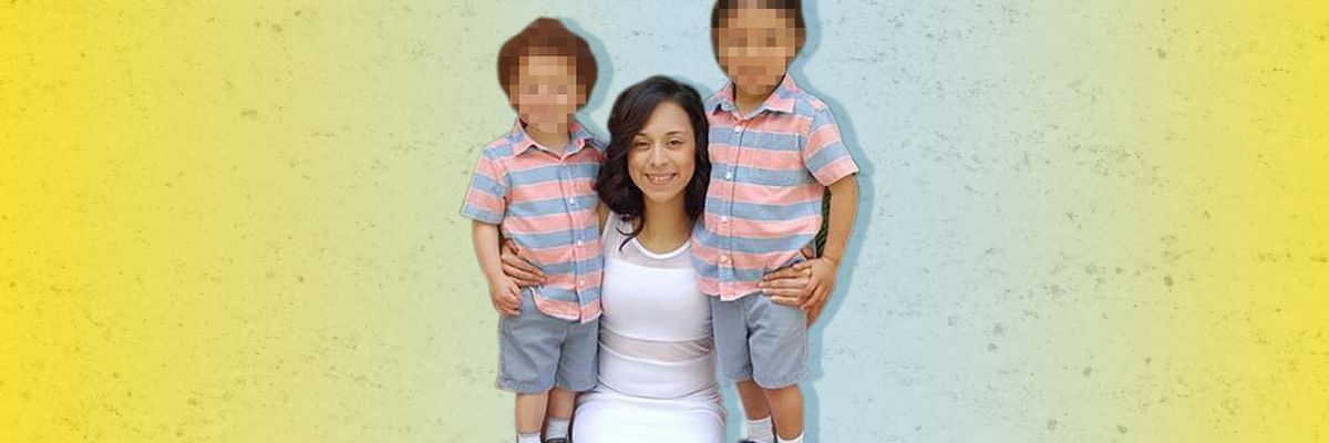 Angeli Rose Gomez posing with her sons
