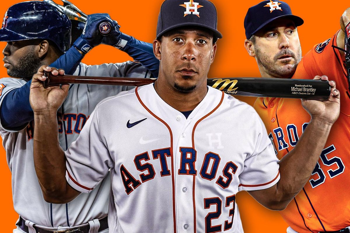 Houston Astros Yordan Alvarez, Michael Brantley, Justin Verlander