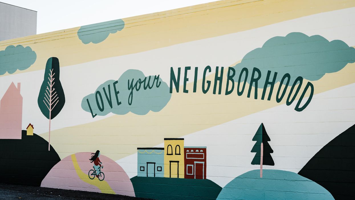 Mural that says "Love your neighborhood" in Jackson, Tennessee.