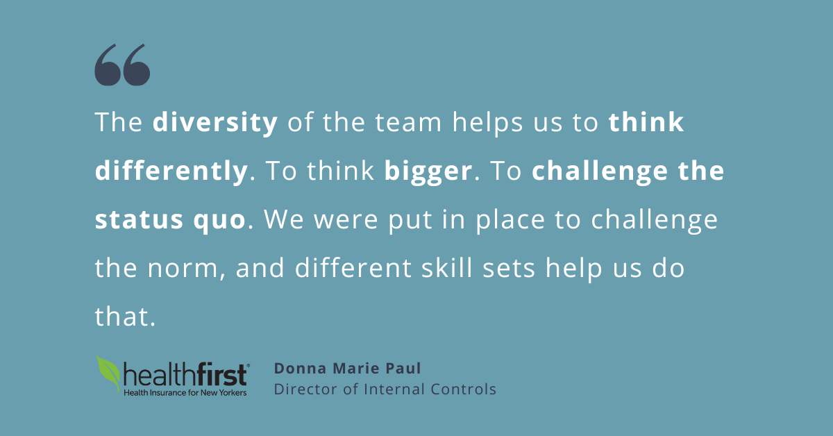 blog post header with quote from Donna Marie Paul, Director of Internal Audit at Healthfirst