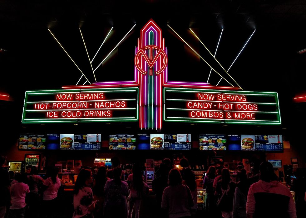 Movie-goers at concession stand