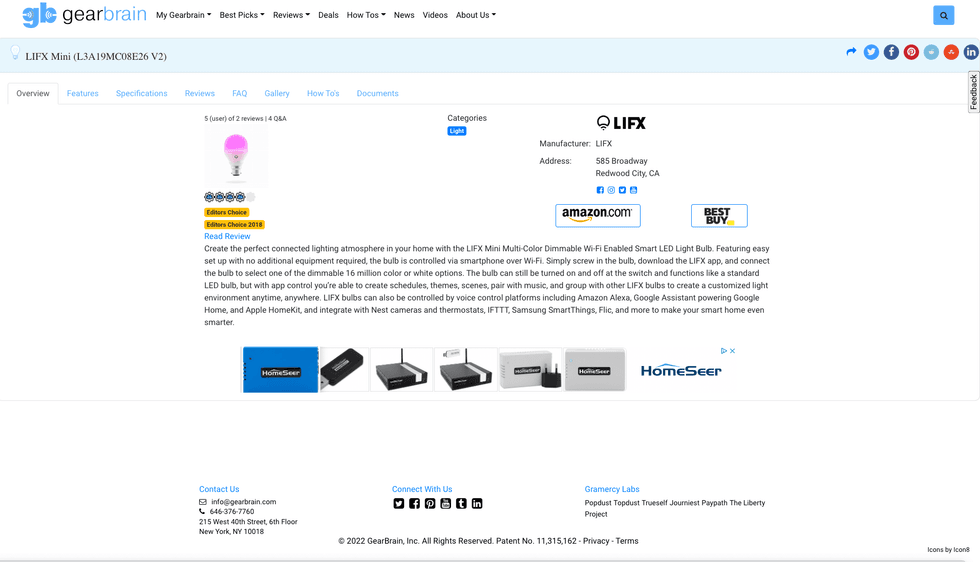 A screenshot of an enhanced listing on the gearbrain