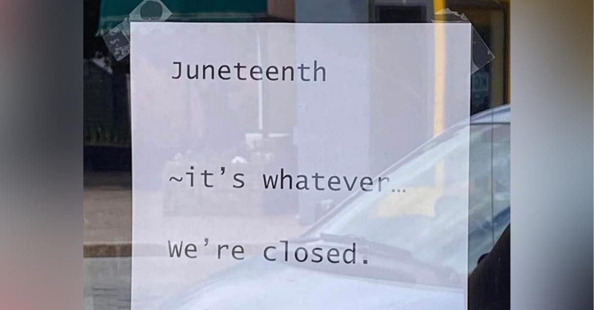 Insurance Company In Hot Water After Posting Racist Juneteenth Sign About 'Fried Chicken & Collard Greens'