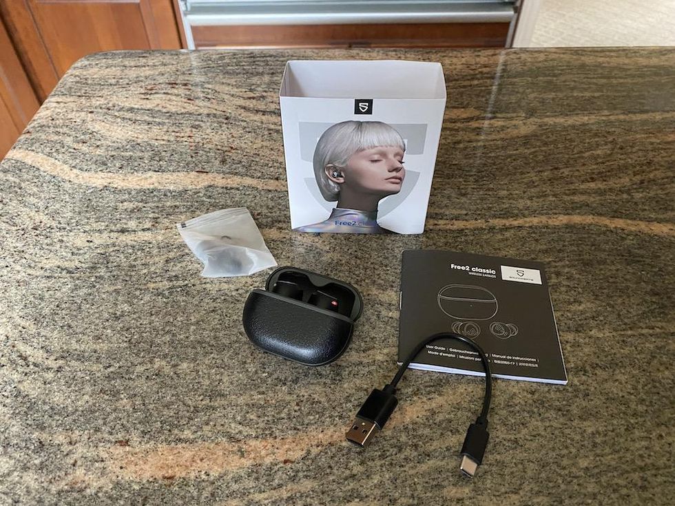 a photo of Soundpeats Free2 Classic earbuds unboxed